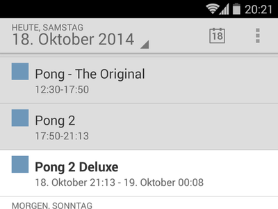 Screenshot showing the default Android calendar showing imported schedule items